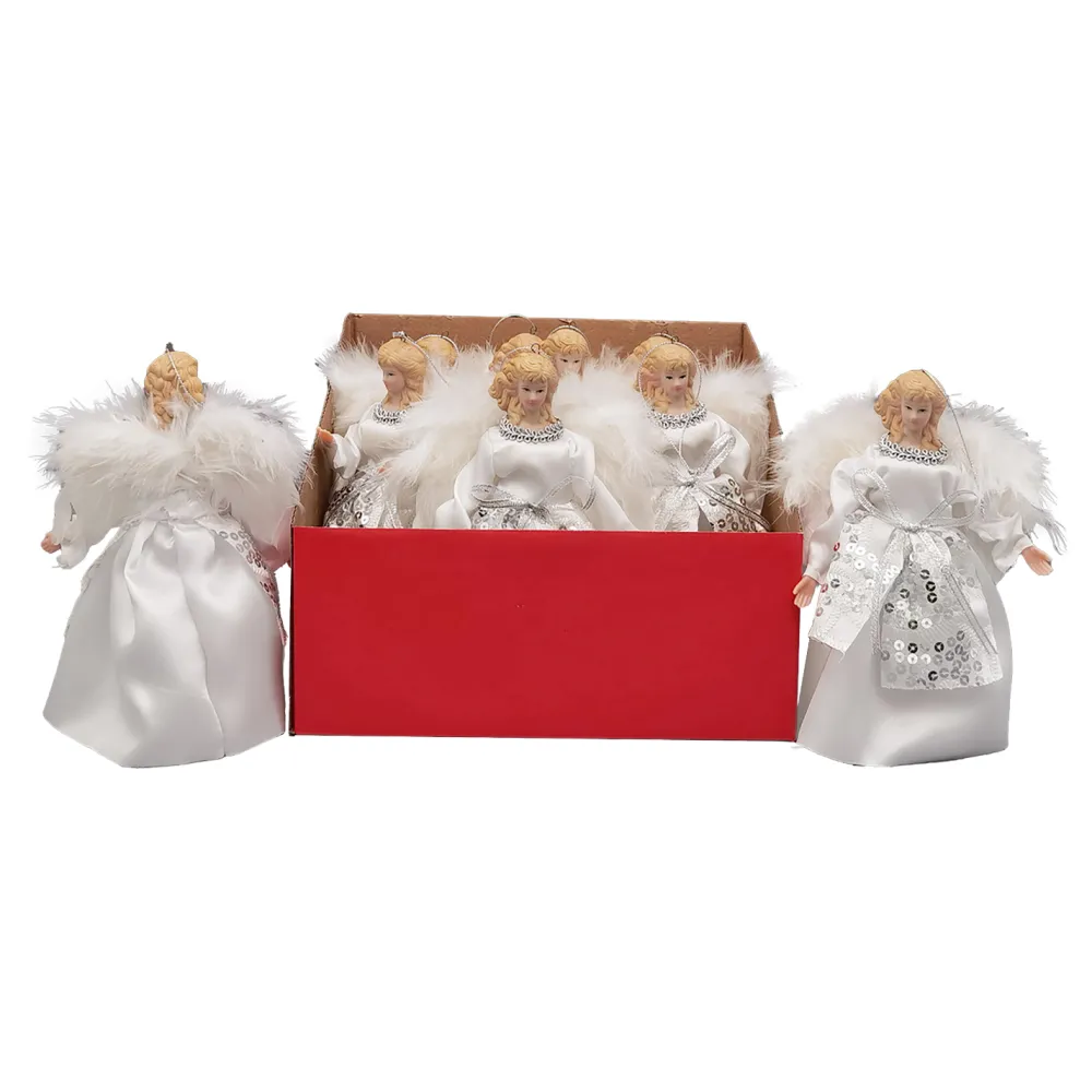 Hot Christmas Forever ANGEL ORN. 7″ SILVER/WHITE 9PC/DISPLAY BOX