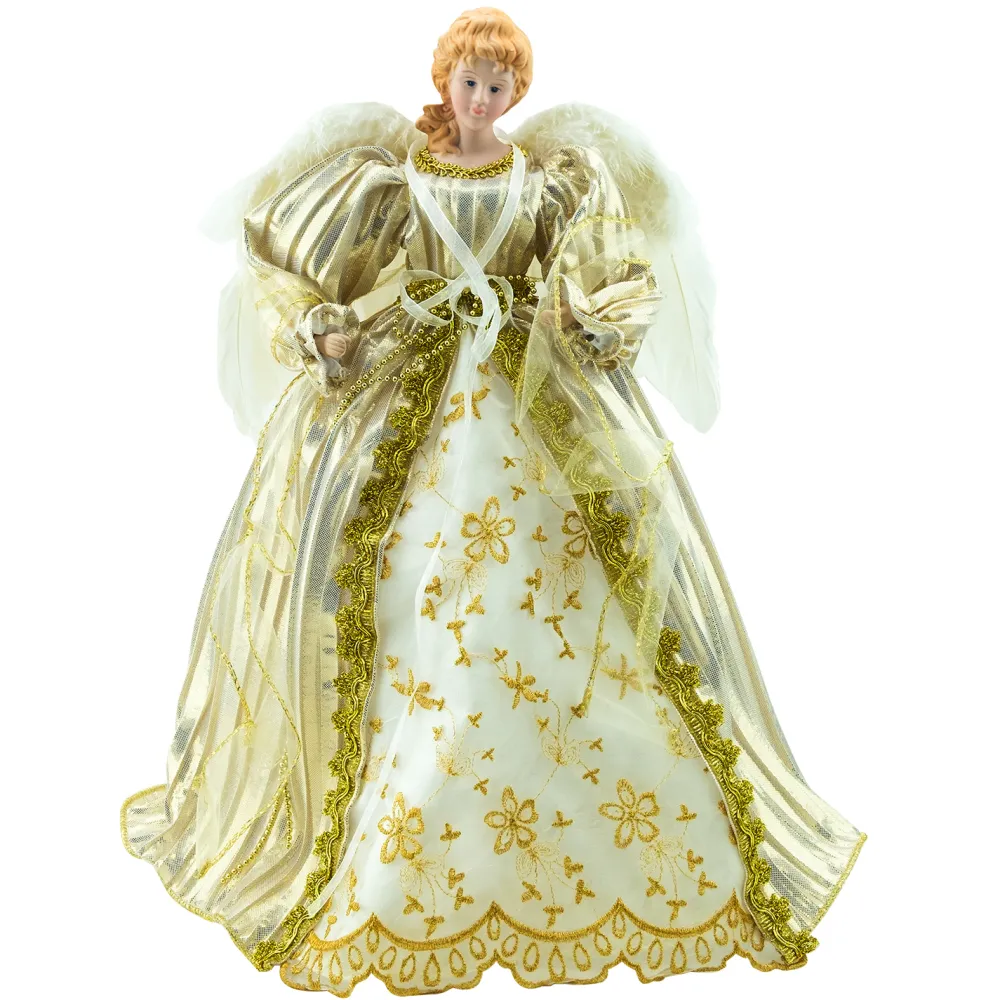 Best Christmas Forever ANGEL TREE TOP 17″ GOLD/IVORY W/LED LIGHT