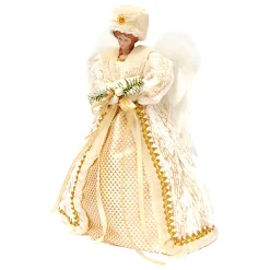 Hot Christmas Forever ANGEL TREE TOP 16″ IVORY & GOLD DLX W/ HAT
