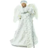 Discount Christmas Forever ANGEL TREE TOP 18″ WHITE/SILVER WITH FAUX FUR W/ HAT