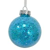 Christmas Forever BALL BLUE 100MM CLEAR W/ INSIDE GLITTER