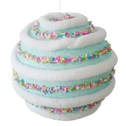 Hot Christmas Forever BALL CANDY SWIRL 100MM BLUE W/ MULTI SPRINKLES