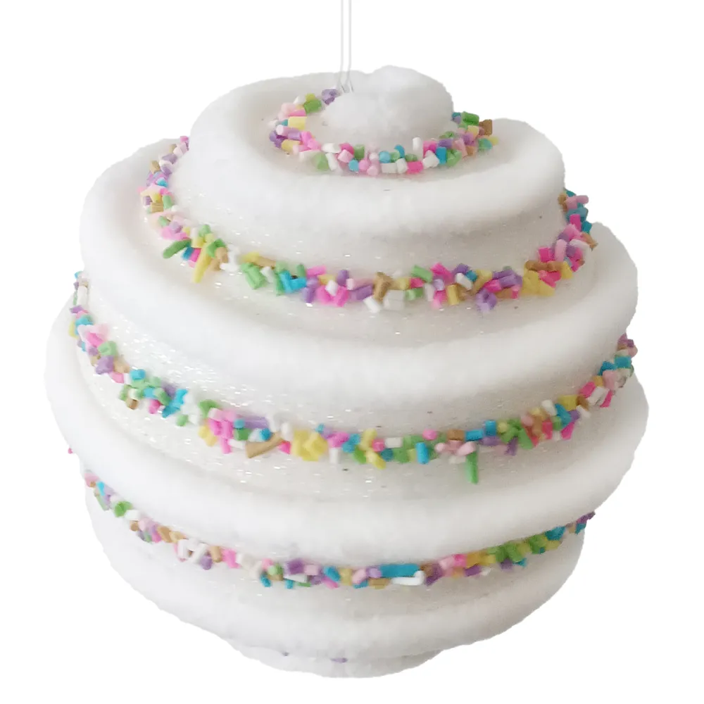 Sale Christmas Forever BALL CANDY SWIRL 100MM WHITE W/ MULTI SPRINKLES