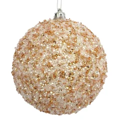 Sale Christmas Forever BALL CLEAR BEAD & SEQUIN 100MM ROSE GOLD/ WHITE