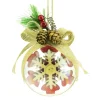 New Christmas Forever BALL CLEAR 75MM CLEAR W/ SNOWFLAKE RED/NAT BURLAP BOW