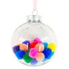 Discount Christmas Forever BALL CLEAR 80MM W/ MULTI POM POMS