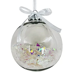 Clearance Christmas Forever BALL CLEAR 100MM W/ WHITE IRR FLAKES