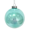 New Christmas Forever BALL DECOR BLUE 100MM CLEAR W/ INSIDE GLITTER