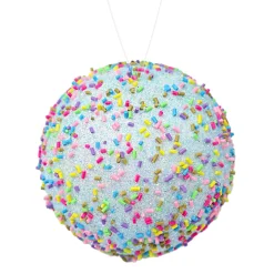 Clearance Christmas Forever BALL DECOR CANDY LT BLUE 100MM W/ MULTI SPRINKLES
