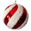 Best Christmas Forever BALL DECOR RED/WHITE 100MM BEADED SWIRL