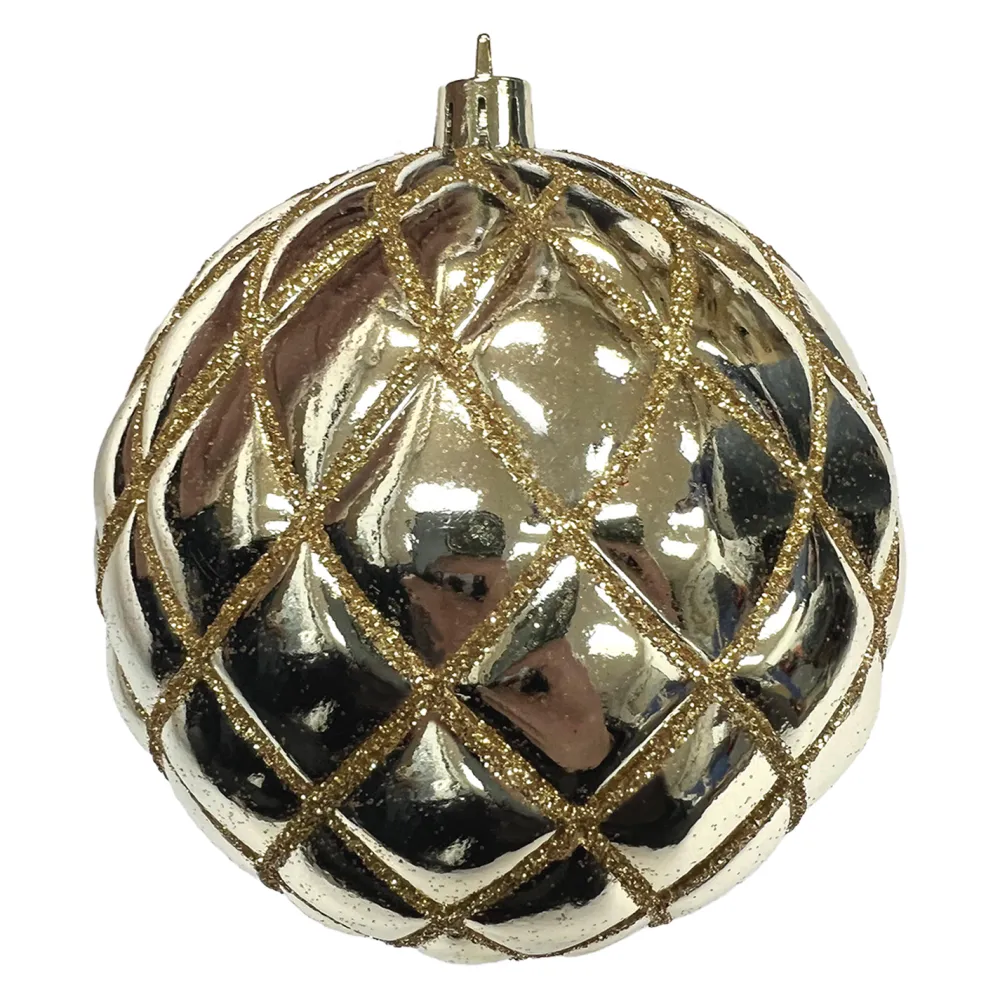 Discount Christmas Forever BALL DIAMOND PT. 100MM SHINY GOLD W/ GOLD GLTR.
