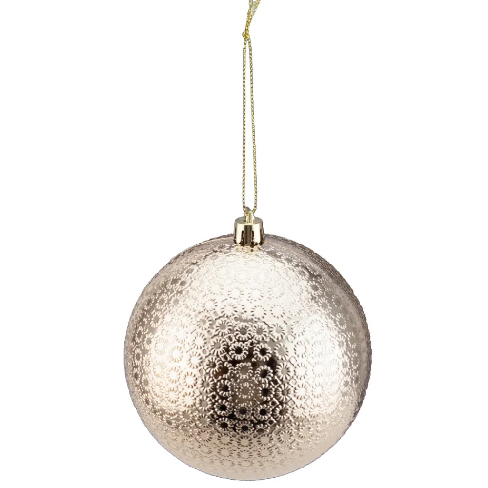 Christmas Forever BALL EMBOSSED 100MM SHINY ROSE GOLD
