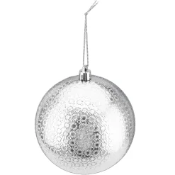 Hot Christmas Forever BALL EMBOSSED 100MM SHINY SILVER