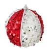 Christmas Forever BALL FABRIC SEQUIN MELON 100MM RED/WHITE