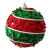 Clearance Christmas Forever BALL FABRIC SEQUIN SWIRL 100MM RED/GREEN