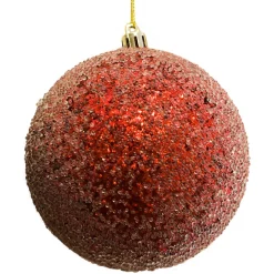 Best Christmas Forever BALL FROSTED BEAD & GLITTER 150MM RED
