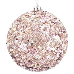 New Christmas Forever BALL GLITTER & BEAD 105MM BLUSH PINK