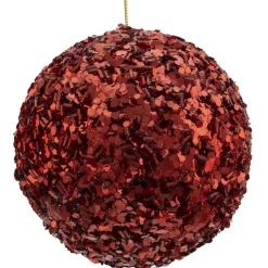 Outlet Christmas Forever BALL GLITTER & BEAD 105MM RED
