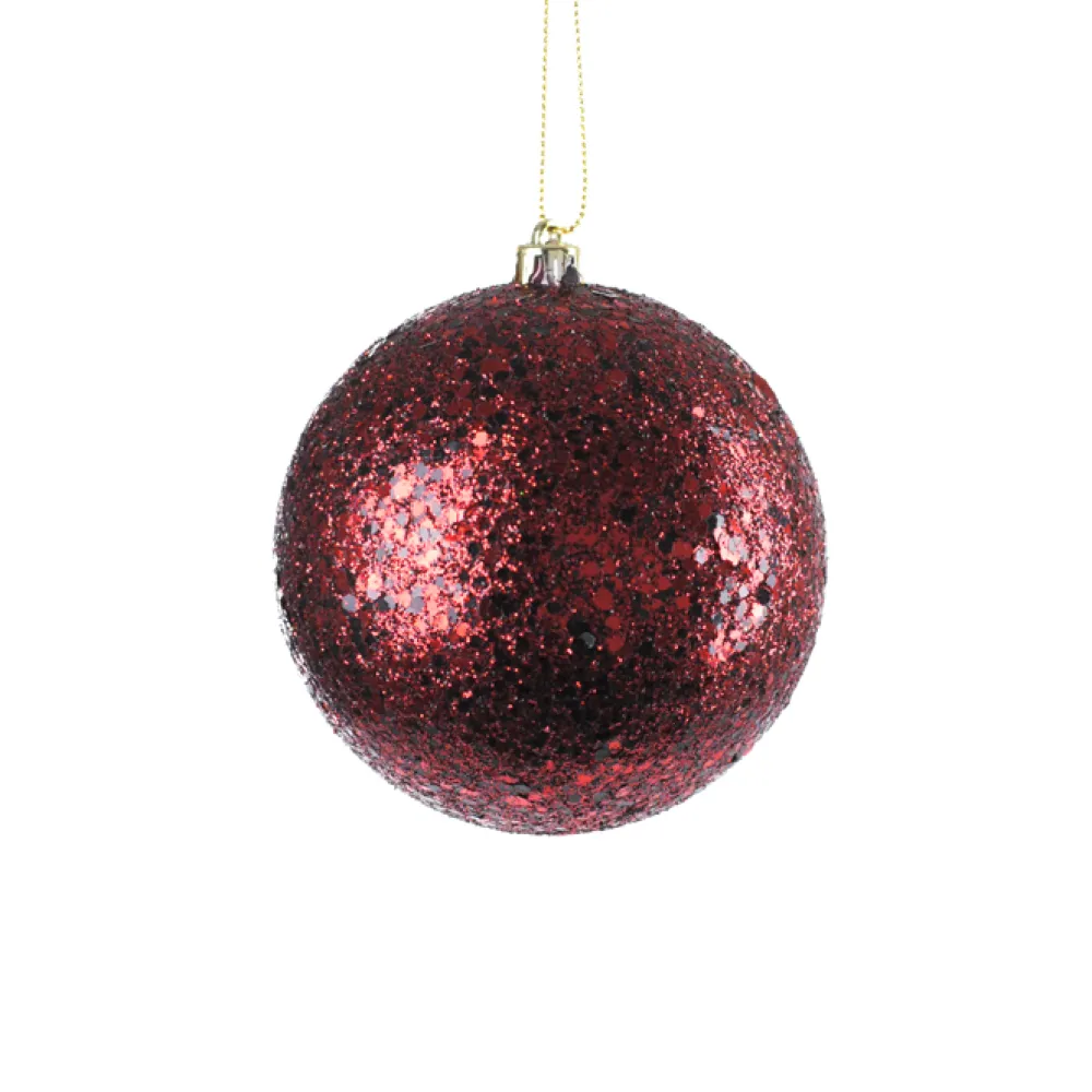 Hot Christmas Forever BALL GLITTER 100MM BURGUNDY