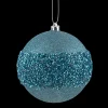 Discount Christmas Forever BALL GLITTER W/BEAD BAND 100MM BLUE TEAL
