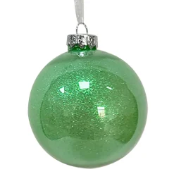 Online Christmas Forever BALL GREEN 100MM CLEAR W/ INSIDE GLITTER