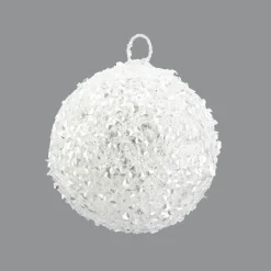 Christmas Forever BALL METAL WIRE/ GLITTER 125MM WHITE GLITTER