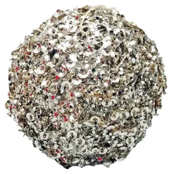Clearance Christmas Forever BALL METAL WIRE/ YARN 120MM CHAMPAGNE SEQUIN & GLITTER