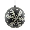 Best Christmas Forever BALL 100MM MATT BLACK W/WHT SNOWFLAKE PATTERN
