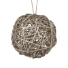 Sale Christmas Forever BALL NATURAL RATTAN/ GLTR 6″ W/ CHAMP GLITTER