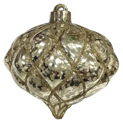 New Christmas Forever BALL ONION 4.5″ SHINY GOLD DIAMOND PT. W/ GOLD GLTR.