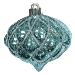 Hot Christmas Forever BALL ONION 4.5″ SHINY WINTER BLUE DIAMOND PT. W/ SLV. GLTR.