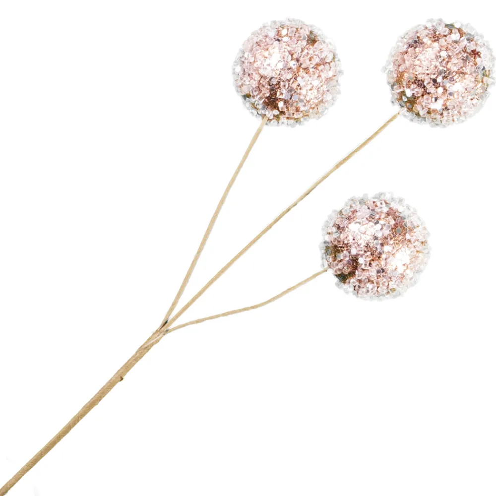 New Christmas Forever BALL PICK 13″X3 ROSE GOLD W/ICE & GLITTER