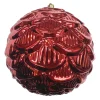 Clearance Christmas Forever BALL PINECONE LOOK 100MM SHINY RED