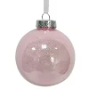 Clearance Christmas Forever BALL PINK 100MM CLEAR W/ INSIDE GLITTER