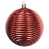 Clearance Christmas Forever BALL RIBBED 100MM SHINY RED
