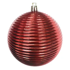 Clearance Christmas Forever BALL RIBBED 100MM SHINY RED