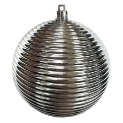 Clearance Christmas Forever BALL RIBBED 100MM SHINY SILVER