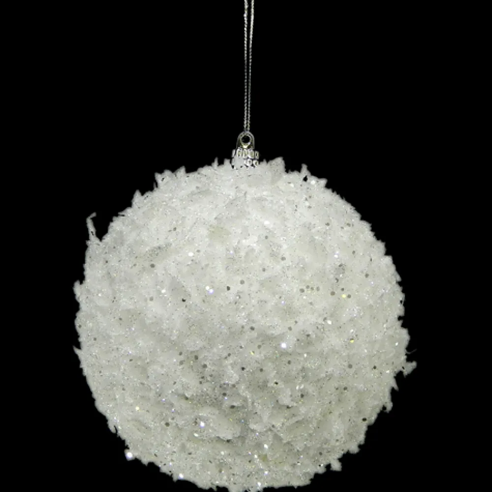 Clearance Christmas Forever BALL SNOW & ICE 100MM WHITE