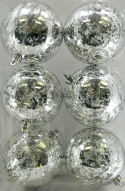 Outlet Christmas Forever BALLS BOXED MERCURY FINISH 6PC 80MM SILVER