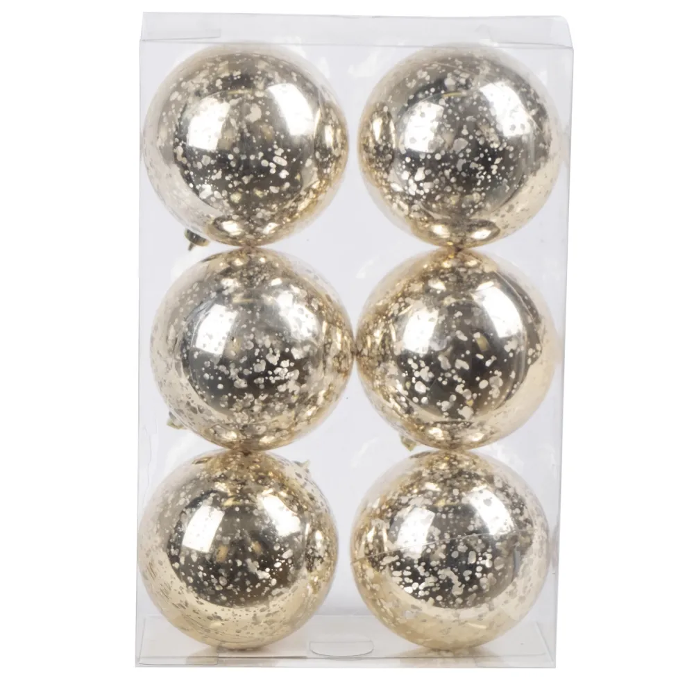 Outlet Christmas Forever BALLS BOXED MERCURY FINISH 6PC 80MM CHAMPAGNE