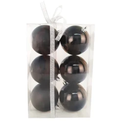 Christmas Forever BALLS BOXED 6PC 80MM BLACK SHINY/ MATT