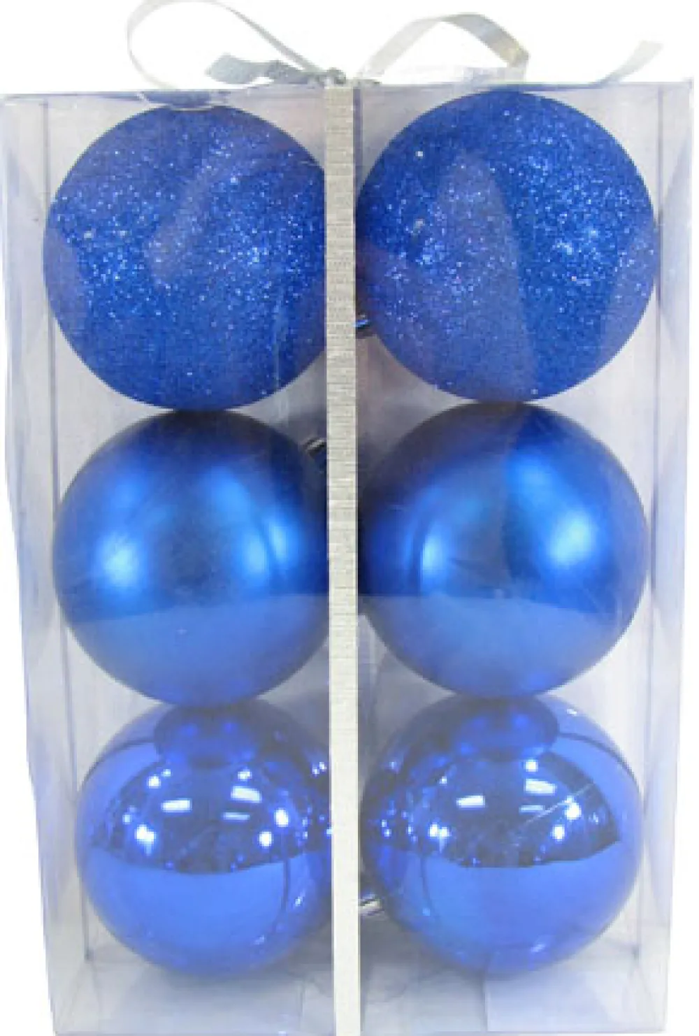 Hot Christmas Forever BALLS BOXED 6PC 80MM BLUE SHINY/ MATT