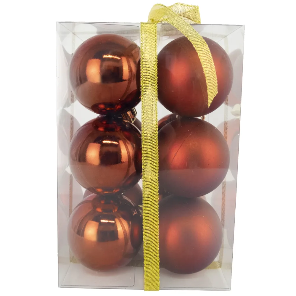 Hot Christmas Forever BALLS BOXED 12PC 60MM BURGUNDY SHINY/ MATT