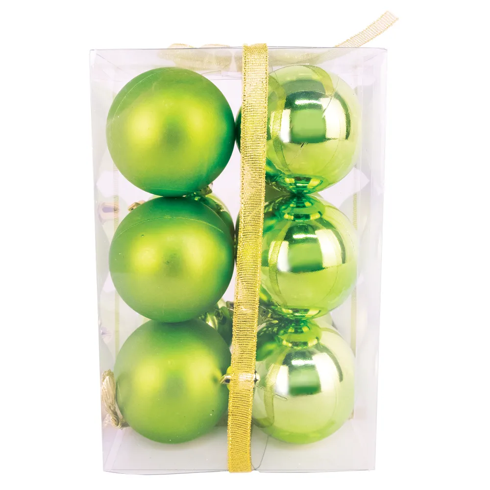 Hot Christmas Forever BALLS BOXED 12PC 60MM CHARTREUSE SHINY/ MATT