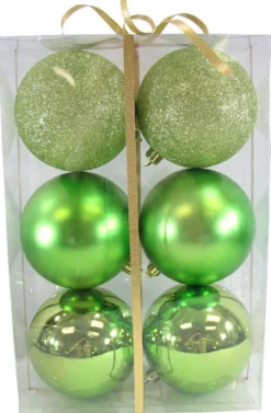Best Christmas Forever BALLS BOXED 6PC 100MM CHARTREUSE SHINY/ MATT