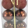 New Christmas Forever BALLS BOXED 6PC 80MM CHOCOLATE SHINY/ MATT