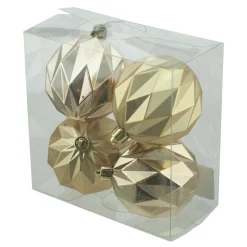 Outlet Christmas Forever BALLS BOXED 4PC 80MM GOLD MATT/SHINY DIAMON CUT