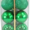 Hot Christmas Forever BALLS BOXED 6PC 80MM GREEN SHINY/ MATT