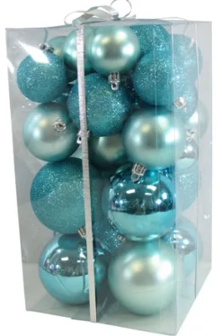Sale Christmas Forever BALLS BOXED 27PC 50/60/80MM ICE BLUE SHINY/ MATT