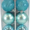 Christmas Forever BALLS BOXED 6PC 80MM ICE BLUE SHINY/ MATT
